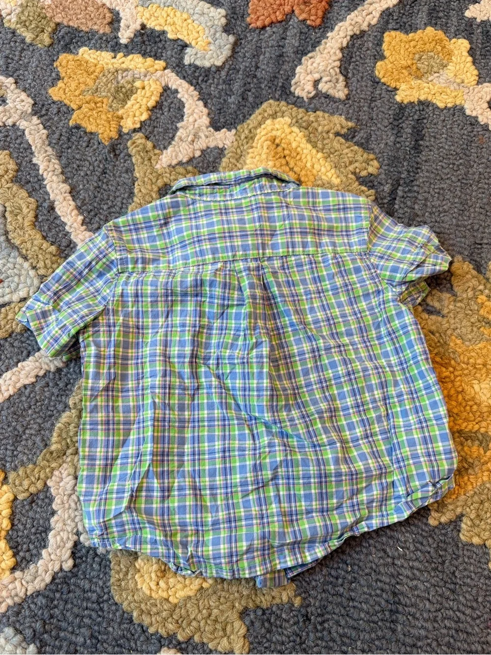 Ralph Lauren Green & Blue Plaid Short-Sleeve Button-Down Shirt